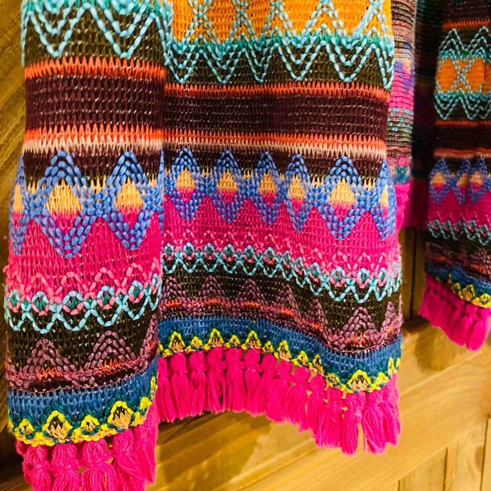 Ruby Yaya Bright Fringed Boho Cardigan Small/Medium - Picture 10 of 13
